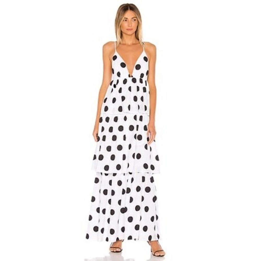 Mara Hoffman Bari Polka Dot Tiered Maxi Dress XS White Resort Vacation Dress - Picture 3 of 11